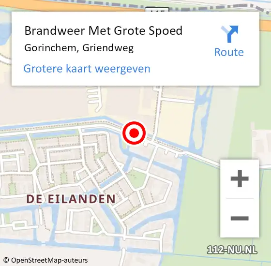 Locatie op kaart van de 112 melding: Brandweer Met Grote Spoed Naar Gorinchem, Griendweg op 25 januari 2018 15:39