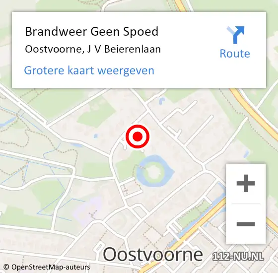 Locatie op kaart van de 112 melding: Brandweer Geen Spoed Naar Oostvoorne, J V Beierenlaan op 25 januari 2018 16:16