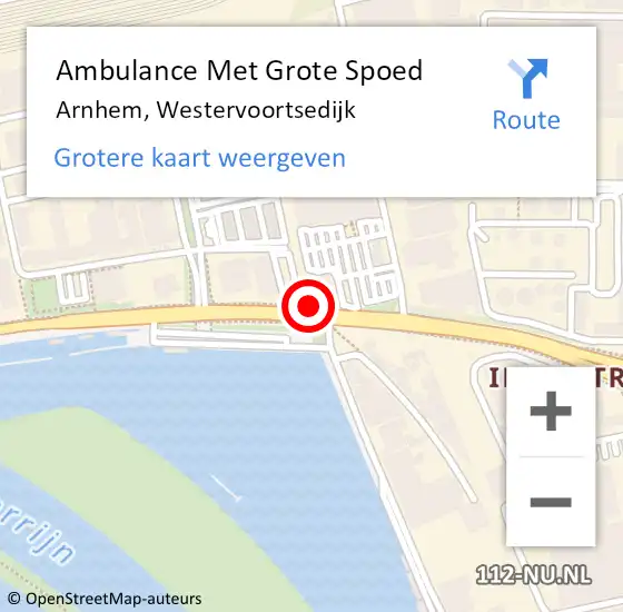 Locatie op kaart van de 112 melding: Ambulance Met Grote Spoed Naar Arnhem, Westervoortsedijk op 25 januari 2018 17:01
