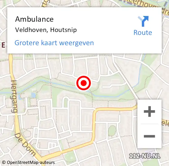 Locatie op kaart van de 112 melding: Ambulance Veldhoven, Houtsnip op 25 januari 2018 17:07