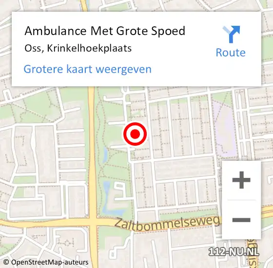 Locatie op kaart van de 112 melding: Ambulance Met Grote Spoed Naar Oss, Krinkelhoekplaats op 25 januari 2018 17:08