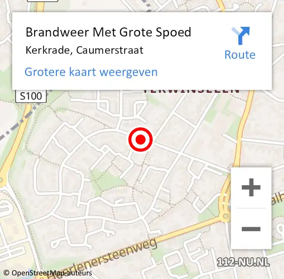 Locatie op kaart van de 112 melding: Brandweer Met Grote Spoed Naar Kerkrade, Caumerstraat op 25 januari 2018 17:11