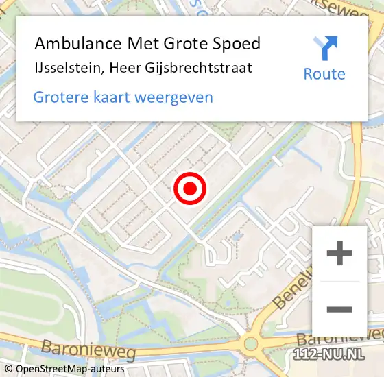 Locatie op kaart van de 112 melding: Ambulance Met Grote Spoed Naar IJsselstein, Heer Gijsbrechtstraat op 25 januari 2018 17:44