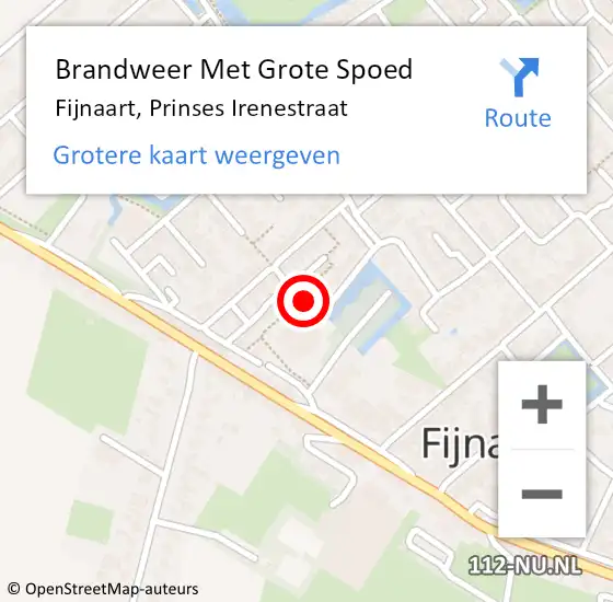 Locatie op kaart van de 112 melding: Brandweer Met Grote Spoed Naar Fijnaart, Prinses Irenestraat op 25 januari 2018 18:07