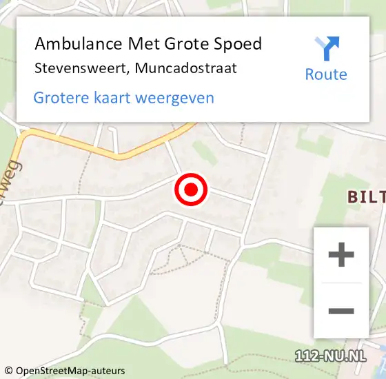 Locatie op kaart van de 112 melding: Ambulance Met Grote Spoed Naar Stevensweert, Muncadostraat op 22 september 2013 13:13
