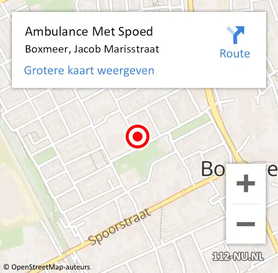 Locatie op kaart van de 112 melding: Ambulance Met Spoed Naar Boxmeer, Jacob Marisstraat op 25 januari 2018 18:50