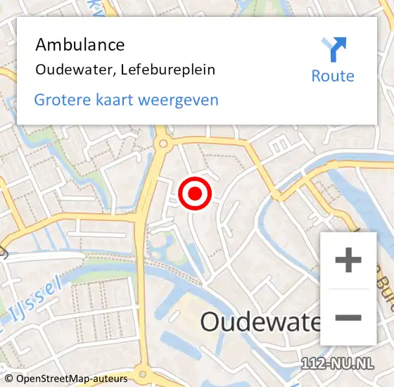 Locatie op kaart van de 112 melding: Ambulance Oudewater, Lefebureplein op 25 januari 2018 18:59