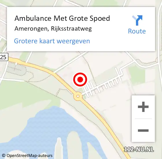 Locatie op kaart van de 112 melding: Ambulance Met Grote Spoed Naar Amerongen, Rijksstraatweg op 25 januari 2018 19:11