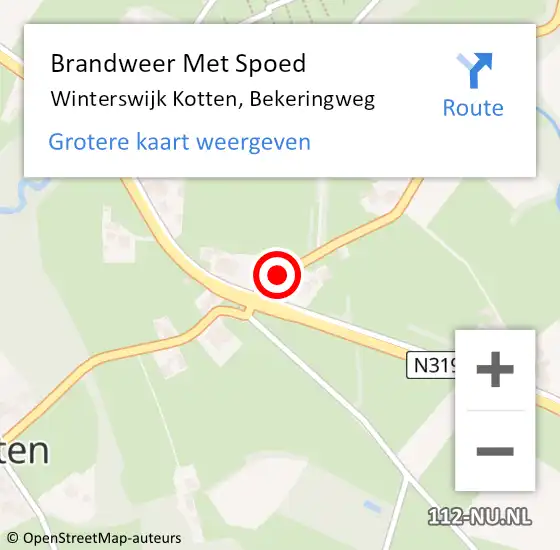 Locatie op kaart van de 112 melding: Brandweer Met Spoed Naar Winterswijk Kotten, Bekeringweg op 25 januari 2018 19:25