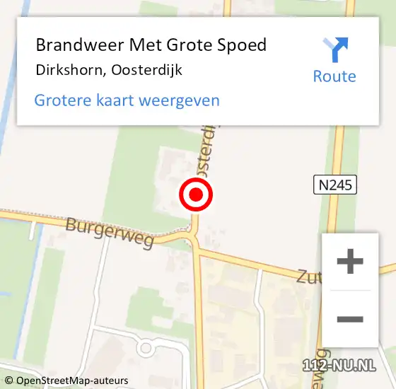 Locatie op kaart van de 112 melding: Brandweer Met Grote Spoed Naar Dirkshorn, Oosterdijk op 25 januari 2018 19:55