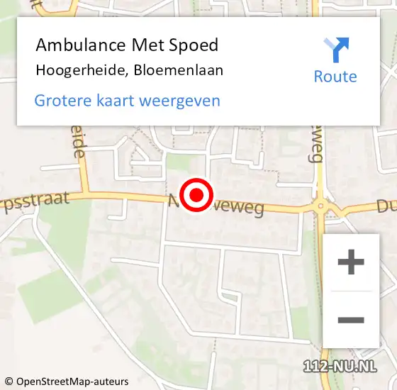 Locatie op kaart van de 112 melding: Ambulance Met Spoed Naar Hoogerheide, Bloemenlaan op 25 januari 2018 20:53