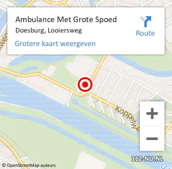 Locatie op kaart van de 112 melding: Ambulance Met Grote Spoed Naar Doesburg, Looiersweg op 25 januari 2018 20:56