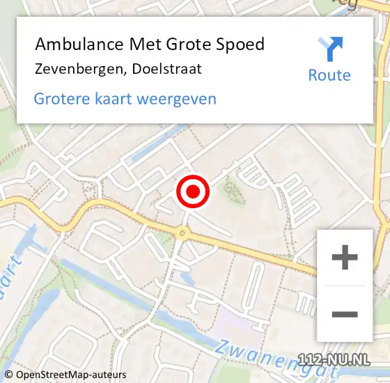 Locatie op kaart van de 112 melding: Ambulance Met Grote Spoed Naar Zevenbergen, Doelstraat op 25 januari 2018 21:05