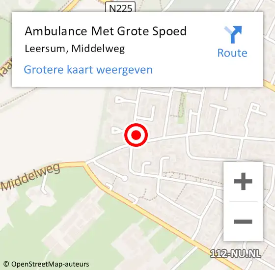 Locatie op kaart van de 112 melding: Ambulance Met Grote Spoed Naar Leersum, Middelweg op 25 januari 2018 22:34