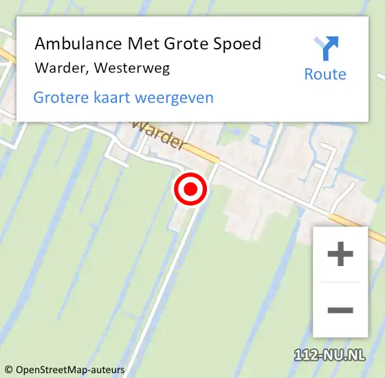 Locatie op kaart van de 112 melding: Ambulance Met Grote Spoed Naar Warder, Westerweg op 25 januari 2018 22:38