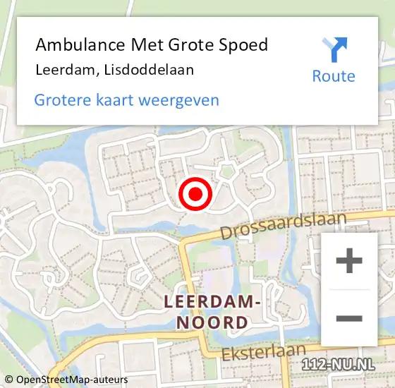 Locatie op kaart van de 112 melding: Ambulance Met Grote Spoed Naar Leerdam, Lisdoddelaan op 25 januari 2018 23:06