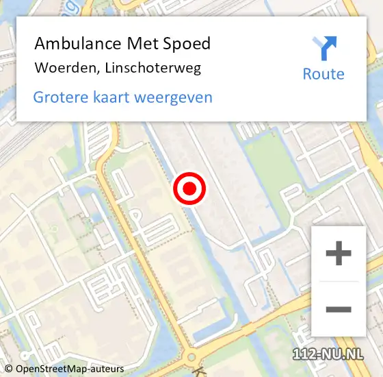 Locatie op kaart van de 112 melding: Ambulance Met Spoed Naar Woerden, Linschoterweg op 25 januari 2018 23:16