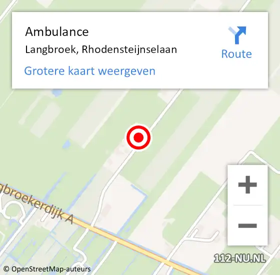 Locatie op kaart van de 112 melding: Ambulance Langbroek, Rhodensteijnselaan op 25 januari 2018 23:26