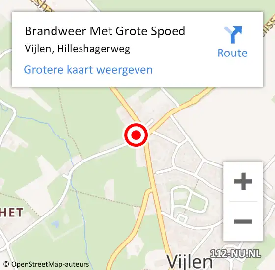 Locatie op kaart van de 112 melding: Brandweer Met Grote Spoed Naar Vijlen, Hilleshagerweg op 25 januari 2018 23:48