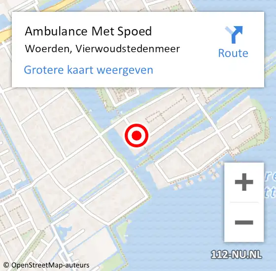 Locatie op kaart van de 112 melding: Ambulance Met Spoed Naar Woerden, Vierwoudstedenmeer op 26 januari 2018 01:02