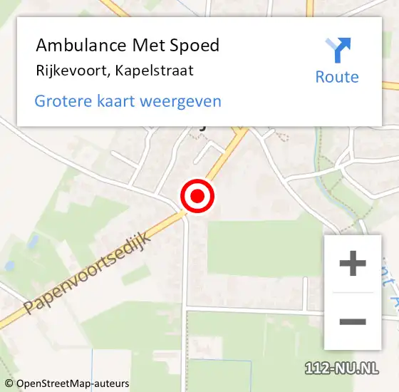 Locatie op kaart van de 112 melding: Ambulance Met Spoed Naar Rijkevoort, Kapelstraat op 26 januari 2018 01:04