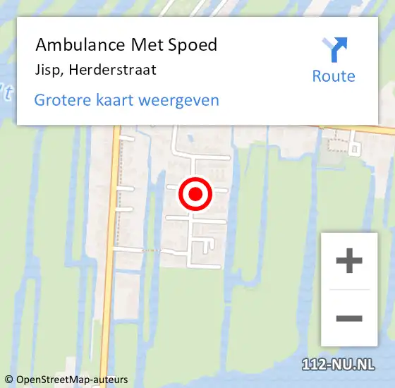 Locatie op kaart van de 112 melding: Ambulance Met Spoed Naar Jisp, Herderstraat op 26 januari 2018 01:35