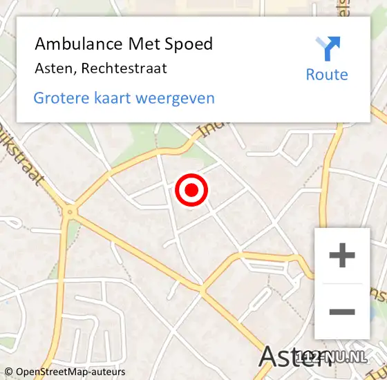 Locatie op kaart van de 112 melding: Ambulance Met Spoed Naar Asten, Rechtestraat op 26 januari 2018 01:45