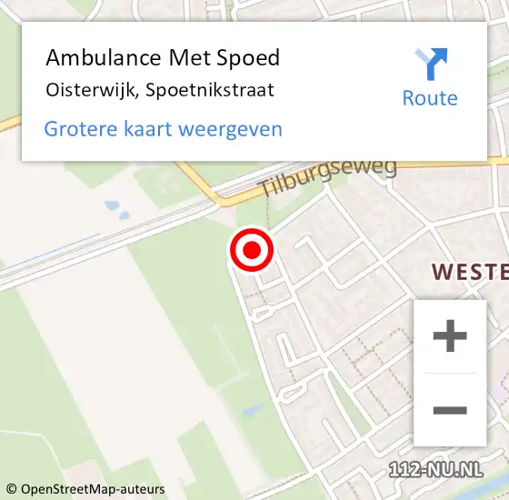 Locatie op kaart van de 112 melding: Ambulance Met Spoed Naar Oisterwijk, Spoetnikstraat op 26 januari 2018 02:22