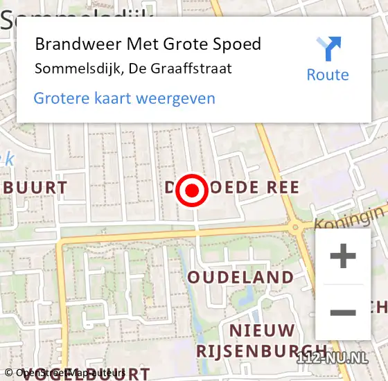 Locatie op kaart van de 112 melding: Brandweer Met Grote Spoed Naar Sommelsdijk, De Graaffstraat op 26 januari 2018 02:26