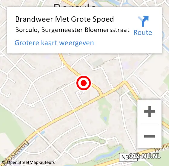 Locatie op kaart van de 112 melding: Brandweer Met Grote Spoed Naar Borculo, Burgemeester Bloemersstraat op 26 januari 2018 05:43