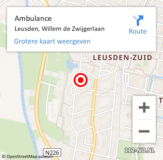 Locatie op kaart van de 112 melding: Ambulance Leusden, Willem de Zwijgerlaan op 26 januari 2018 06:27