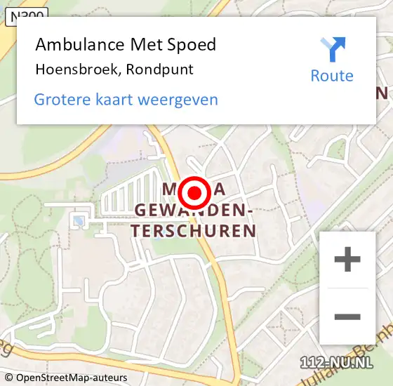 Locatie op kaart van de 112 melding: Ambulance Met Spoed Naar Hoensbroek, Rondpunt op 14 februari 2014 11:19