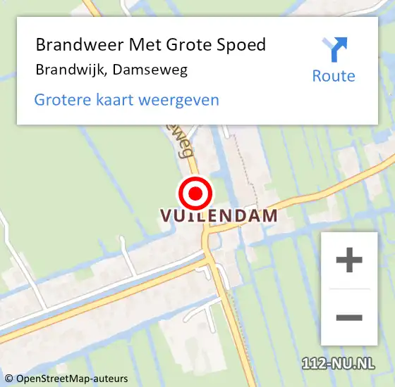 Locatie op kaart van de 112 melding: Brandweer Met Grote Spoed Naar Brandwijk, Damseweg op 26 januari 2018 07:12