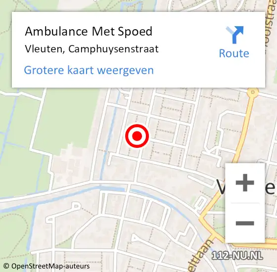 Locatie op kaart van de 112 melding: Ambulance Met Spoed Naar Vleuten, Camphuysenstraat op 26 januari 2018 07:37