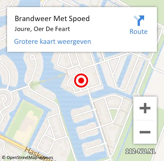 Locatie op kaart van de 112 melding: Brandweer Met Spoed Naar Joure, Oer De Feart op 26 januari 2018 07:42