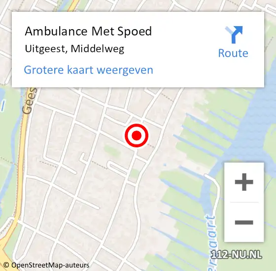 Locatie op kaart van de 112 melding: Ambulance Met Spoed Naar Uitgeest, Middelweg op 26 januari 2018 07:50