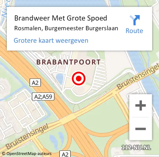 Locatie op kaart van de 112 melding: Brandweer Met Grote Spoed Naar Rosmalen, Burgemeester Burgerslaan op 26 januari 2018 08:05