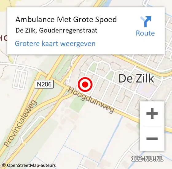 Locatie op kaart van de 112 melding: Ambulance Met Grote Spoed Naar De Zilk, Goudenregenstraat op 22 september 2013 13:17