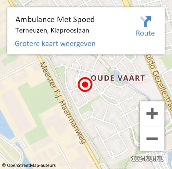 Locatie op kaart van de 112 melding: Ambulance Met Spoed Naar Terneuzen, Klaprooslaan op 26 januari 2018 08:26
