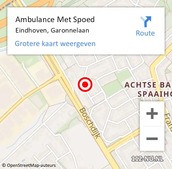 Locatie op kaart van de 112 melding: Ambulance Met Spoed Naar Eindhoven, Garonnelaan op 26 januari 2018 08:56