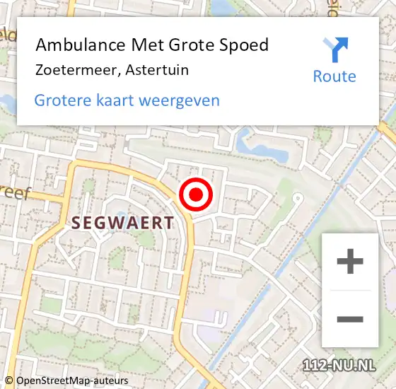 Locatie op kaart van de 112 melding: Ambulance Met Grote Spoed Naar Zoetermeer, Astertuin op 26 januari 2018 09:04