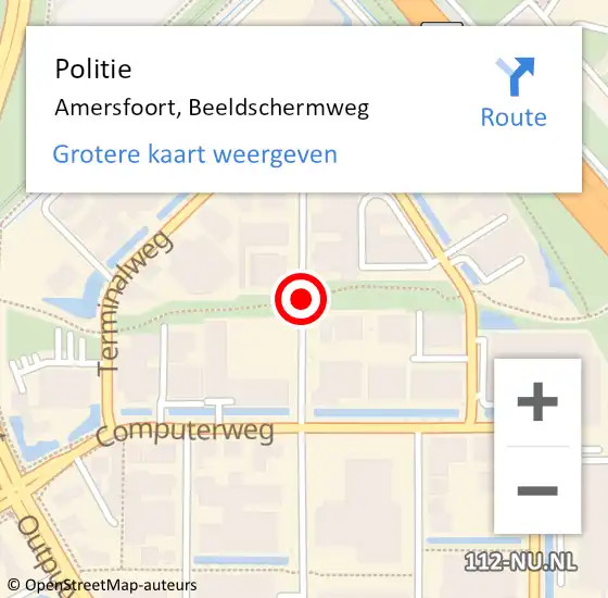 Locatie op kaart van de 112 melding: Politie Amersfoort, Beeldschermweg op 26 januari 2018 09:19