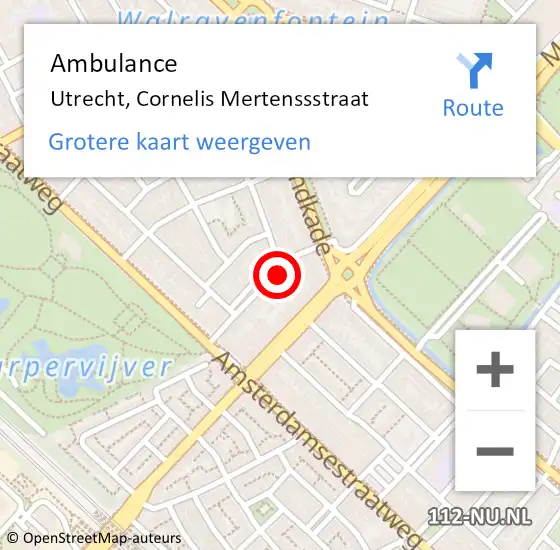 Locatie op kaart van de 112 melding: Ambulance Utrecht, Cornelis Mertenssstraat op 26 januari 2018 09:45