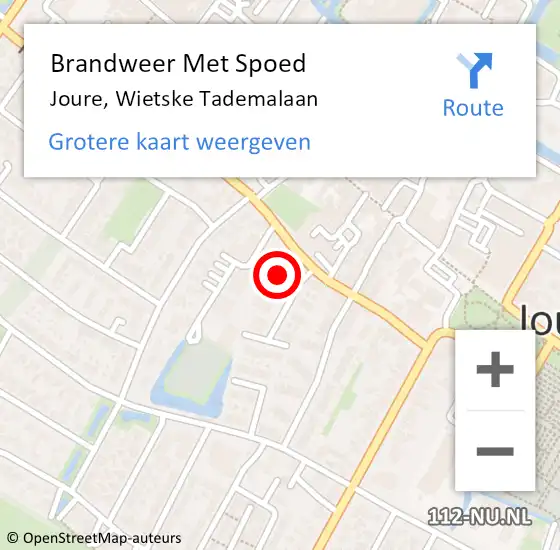 Locatie op kaart van de 112 melding: Brandweer Met Spoed Naar Joure, Wietske Tademalaan op 14 februari 2014 11:31