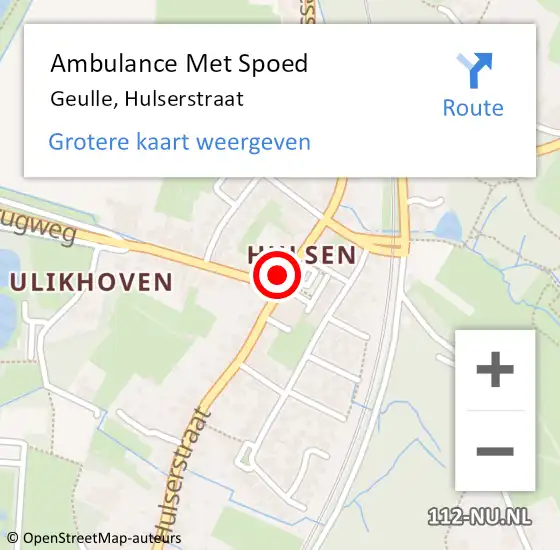 Locatie op kaart van de 112 melding: Ambulance Met Spoed Naar Geulle, Hulserstraat op 14 februari 2014 11:36