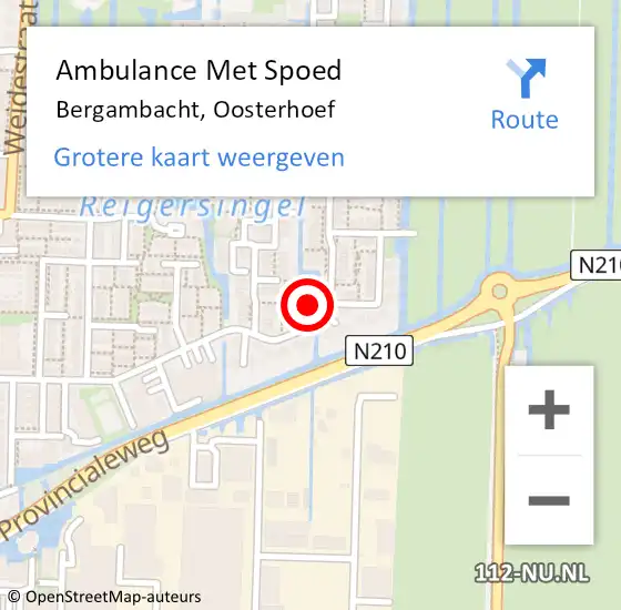 Locatie op kaart van de 112 melding: Ambulance Met Spoed Naar Bergambacht, Oosterhoef op 26 januari 2018 10:30