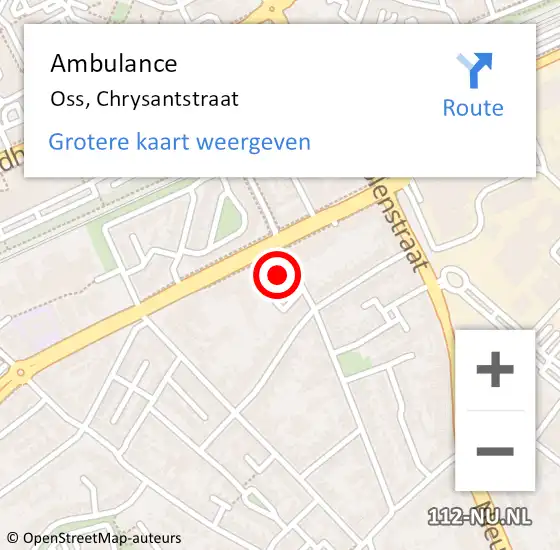 Locatie op kaart van de 112 melding: Ambulance Oss, Chrysantstraat op 26 januari 2018 10:37