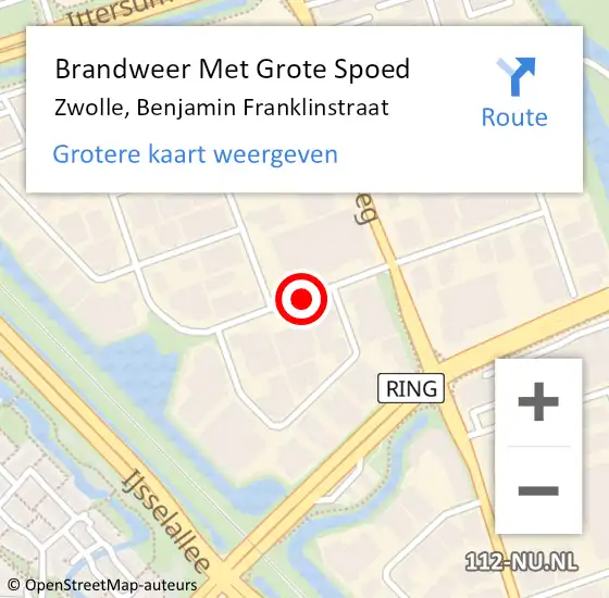 Locatie op kaart van de 112 melding: Brandweer Met Grote Spoed Naar Zwolle, Benjamin Franklinstraat op 26 januari 2018 12:28