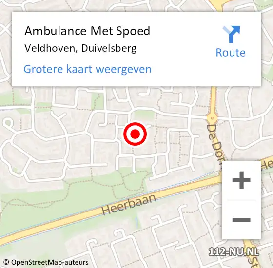 Locatie op kaart van de 112 melding: Ambulance Met Spoed Naar Veldhoven, Duivelsberg op 26 januari 2018 13:23