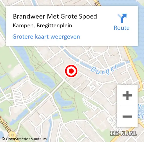 Locatie op kaart van de 112 melding: Brandweer Met Grote Spoed Naar Kampen, Bregittenplein op 26 januari 2018 13:42